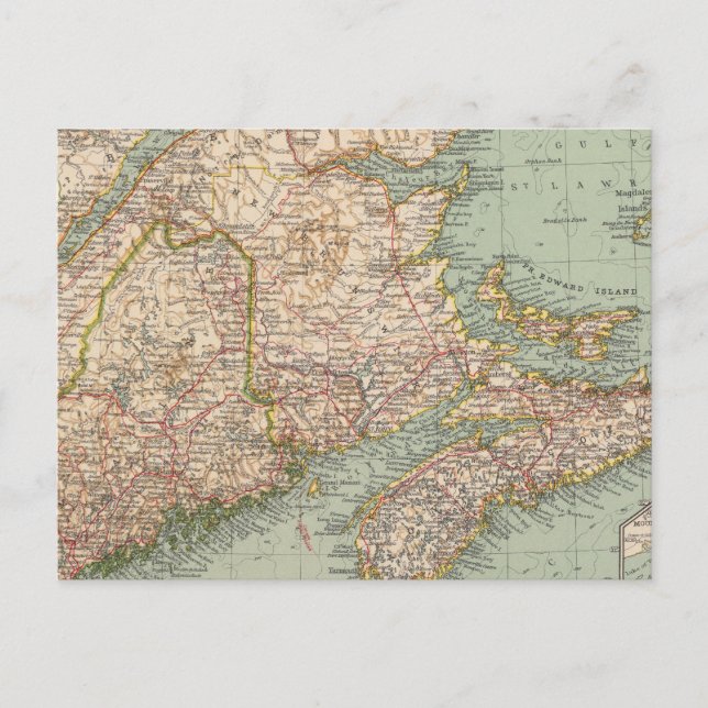 129 Maine, Nova Scotia, New Brunswick, Quebec Vykort (Framsida)