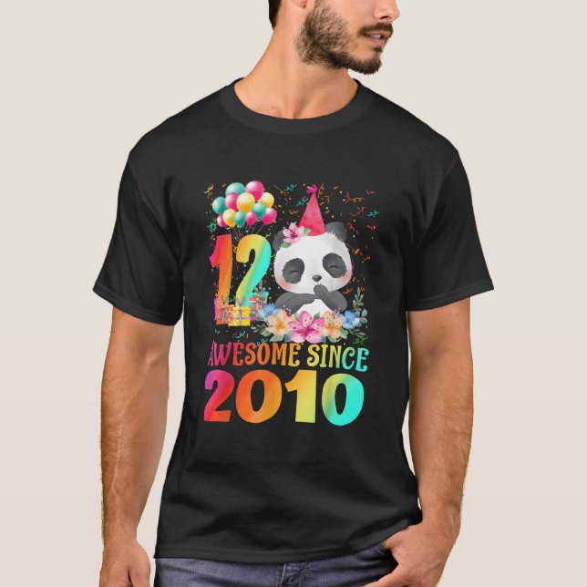 12 12Th Panda Awesome Since 2010 T Shirt (Framsida)