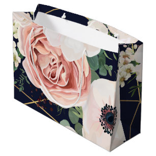 12,5lx4wx9h Stor Gift Bag Geometric Garden Navy