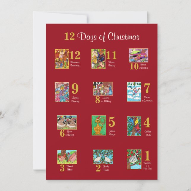 12 Anpassningsbar för julklapp Djurets typografi Julkort (Framsida)