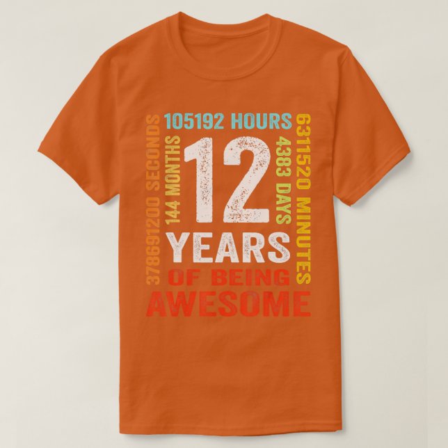 12 år 144 månader av födelsedagen Fantastisk 12:e T Shirt (Design framsida)