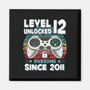 12 år BDay Son Boy Roligt Gamer 12:e 12 år gammal Magnet