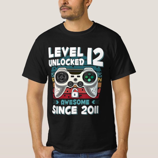 12 år BDay Son Boy Roligt Gamer 12:e 12 år gammal T Shirt (Framsida)