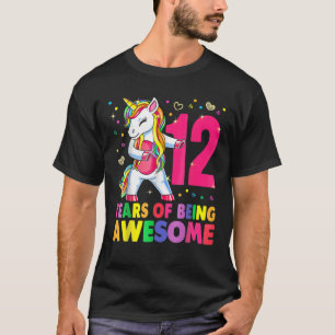 12 år Gamla Unicorn Flossing 12:e Birthday Girl U T Shirt