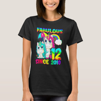 12 år gammal 12:e-födelsedag Unicorn Girl Fabulous T Shirt