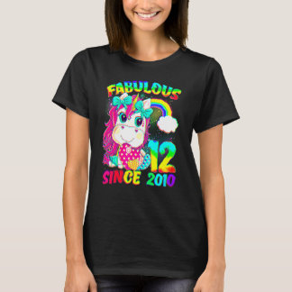 12 år gammal 12:e-födelsedag Unicorn Girl Fabulous T Shirt