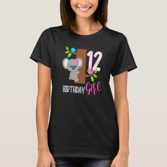 12 år gammal Koala Birthday Koalafied Girl 12:e Bi T Shirt (Framsida)