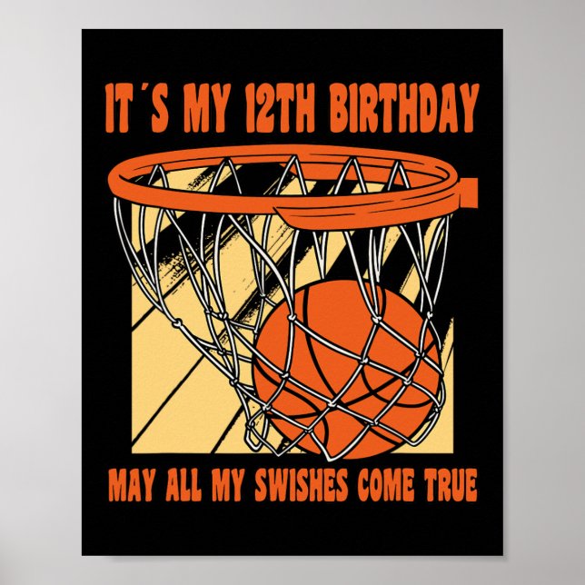 12 år gammal Lycklig 12:e-födelsedagskorsten Baske Poster (Framsidan)