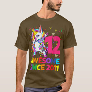 12 år gammal Unicorn Dabbing 12:e Birthday Girl Un T Shirt