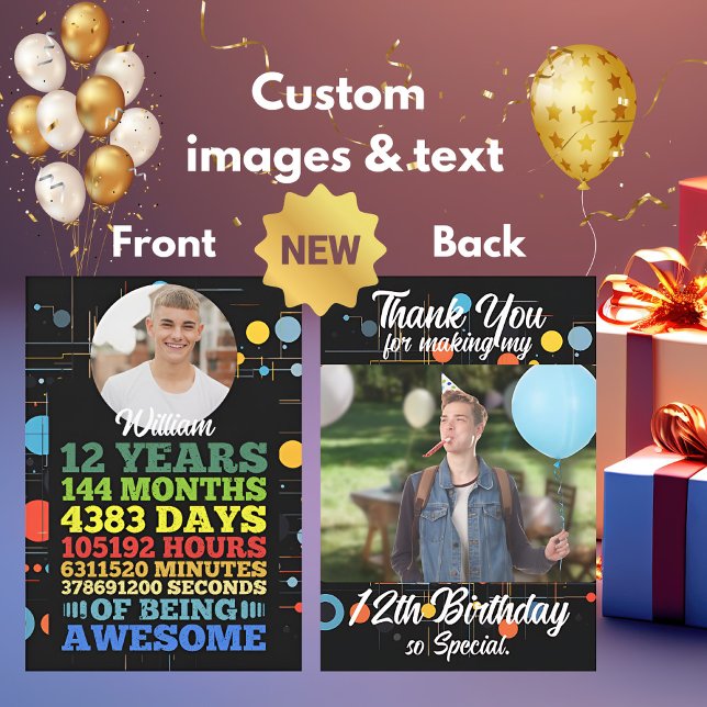 12-årig 12:e-födelsedag 144 månaders Personlig Tack Kort (Skapare uppladdad)