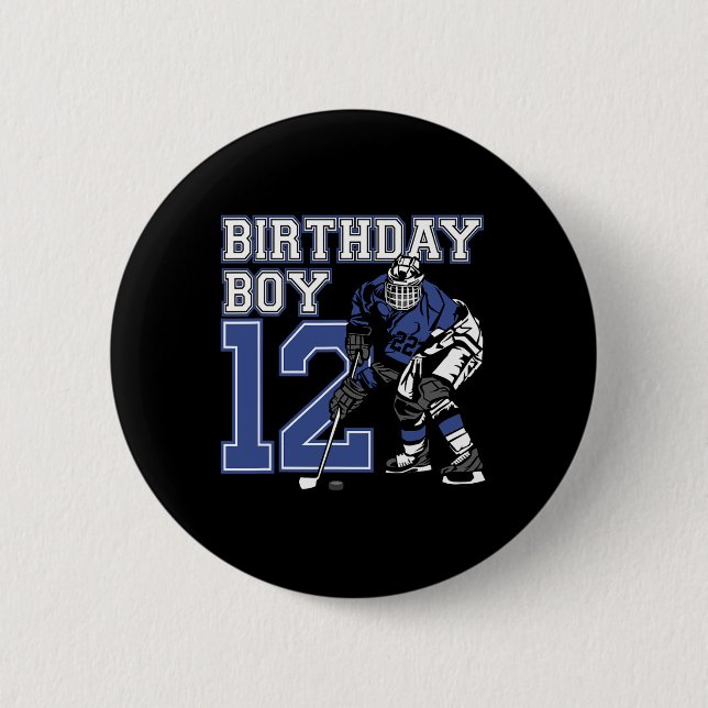 12-årig ishockey Théed Födelsedagsfest 12:e Knapp (Framsida)