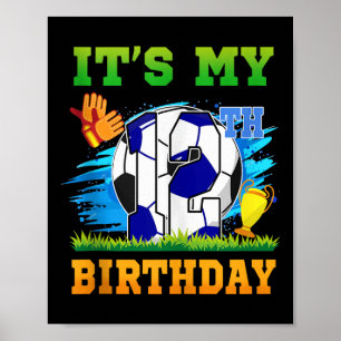 12-årig pojke Det är min 12-årsdag Fotbollstema  Poster