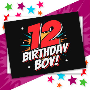 12-årig superhjälte födelsedags pojke 12-årsdag vykort