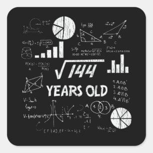 12-åriga Bday Geeky Math 12:e-födelsedagspresent Fyrkantigt Klistermärke