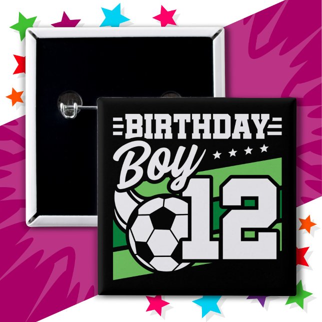12-åriga fotbollsmatchen Kids 12:e Birthday Boy Knapp (Skapare uppladdad)