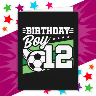 12-åriga fotbollsmatchen Kids 12:e Birthday Boy Kort