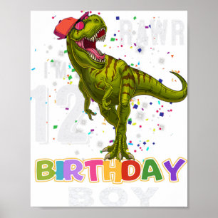 12-åriga gåvor Kid 12:e Birthday Boy Dinosaur R. Poster