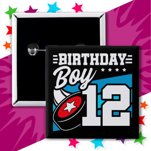 12-åriga Hockey Party Theme 12:e Birthday Boy Knapp