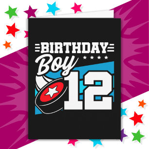 12-åriga Hockey Party Theme 12:e Birthday Boy Kort