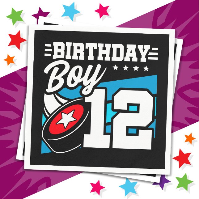 12-åriga Hockey Party Theme 12:e Birthday Boy Pappersservett (Skapare uppladdad)