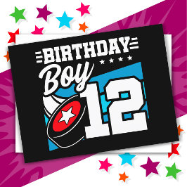 12-åriga Hockey Party Theme 12:e Birthday Boy Vykort