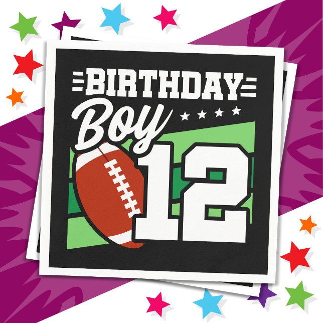 12-åriga Party-temat 12:e födelsedag i fotboll Pappersservett (Skapare uppladdad)