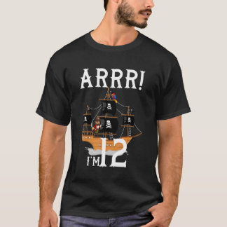 12-åriga Pirater Shi Pirat Barns födelsedag Party T Shirt