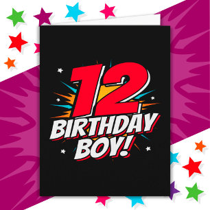 12-åriga superhjälten Birthday Boy 12:e Birthday Kort