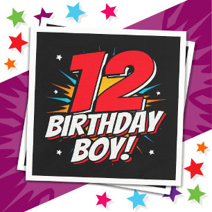 12-åriga superhjälten Birthday Boy 12:e Birthday Pappersservett