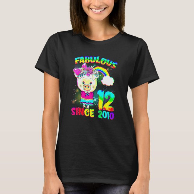 12 års ålder 12:e Birthday Cute Gris Girl Fabulous T Shirt (Framsida)