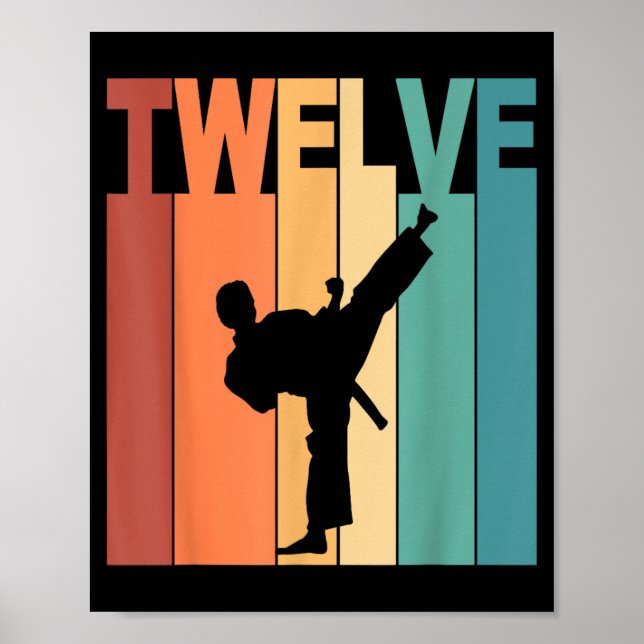 12-års födelsedag Karate Taekwondo tema 12 år gamm Poster (Framsidan)