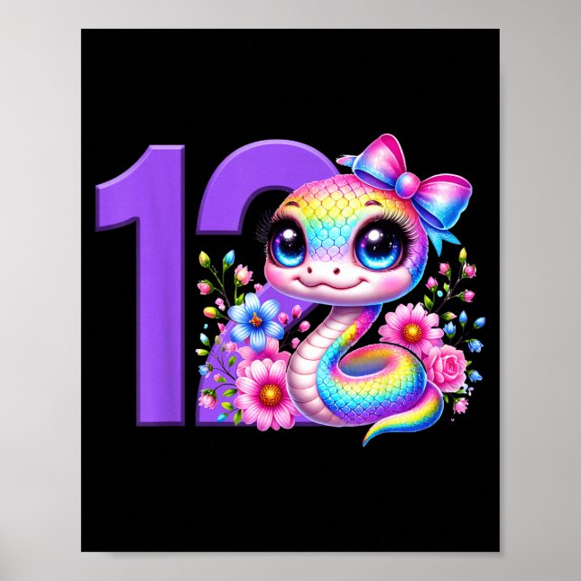 12-års födelsedagsflicka Ormfest Rainbow Coquette  Poster (Framsidan)