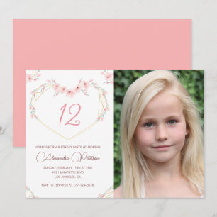 12-års födelsedagsinbjudningar Boho Blommig Foto Inbjudningar