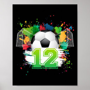 12-års fotbollsfödelsedagsfest 12 år gammal fotbol poster