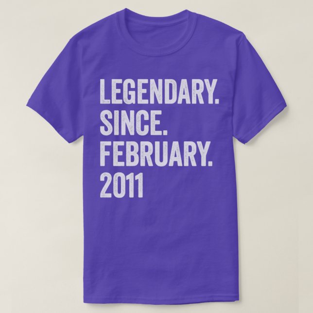 12 års legendary sedan februari 2011 12:e Birthd T Shirt (Design framsida)