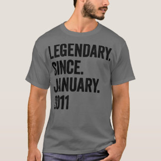 12 års legendary sedan januari 2011 12:e Birthda T Shirt