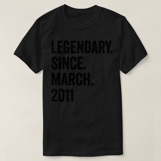 12 års legendary sedan mars 2011 12:e födelsedag t shirt (Design framsida)
