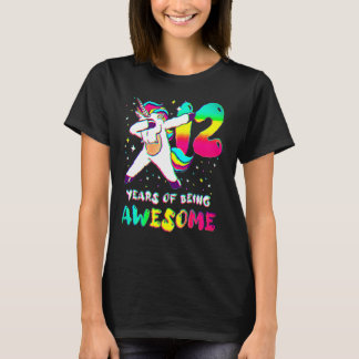 12 års Old Girl Unicorn Dabbing 12:e Birthday Cl T Shirt