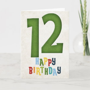 12-årsdag Grattis på födelsedagen Kortdesign 3 Kort