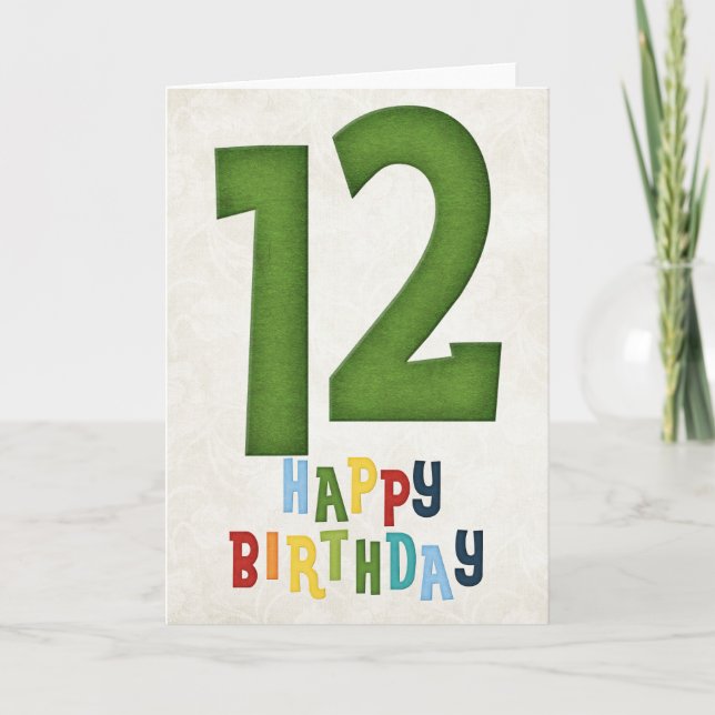 12-årsdag Grattis på födelsedagen Kortdesign 3 Kort (Framsida)