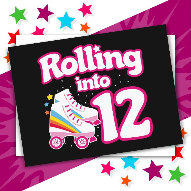 12-årsdag Rullskridskoåkning 12 år gammal Skridsko Vykort (Skapare uppladdad)