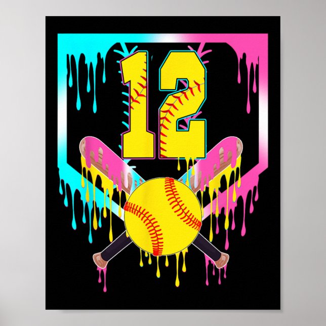 12-årsdag Softll Hemmaplatå Drip Glass 12 År Poster (Framsidan)