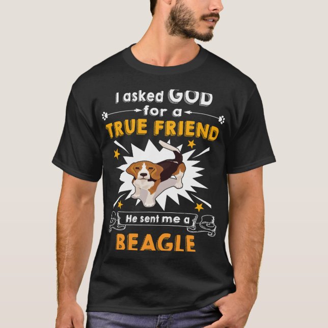 12 Asked Gud True Friend a Beagle T Shirt (Framsida)