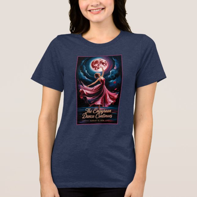 12 augusti 2026 Total solförmörkning Surreal dansa T Shirt (Framsida)