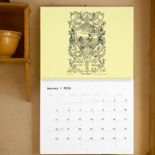 12 Barock Rokoko 1700-tals kartuscher Kalender