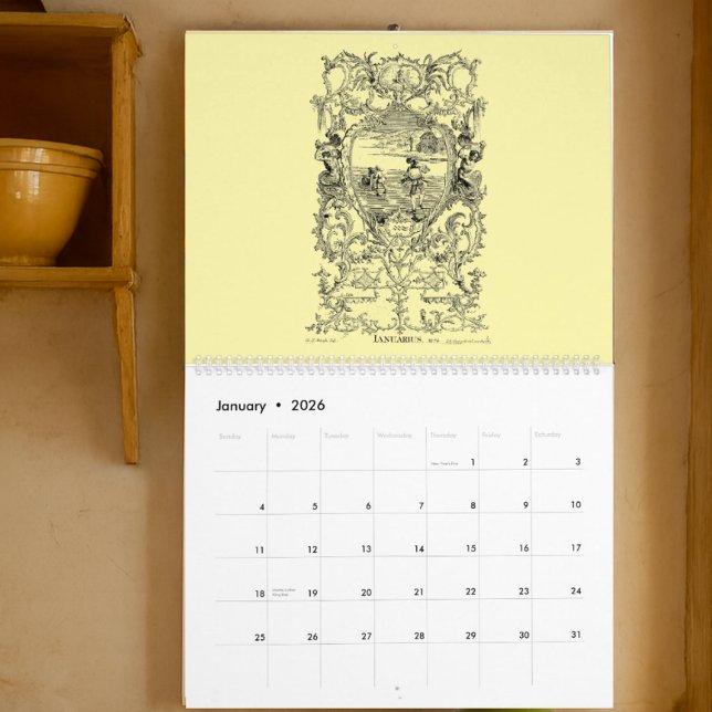 12 Barock Rokoko 1700-tals kartuscher Kalender (Skapare uppladdad)