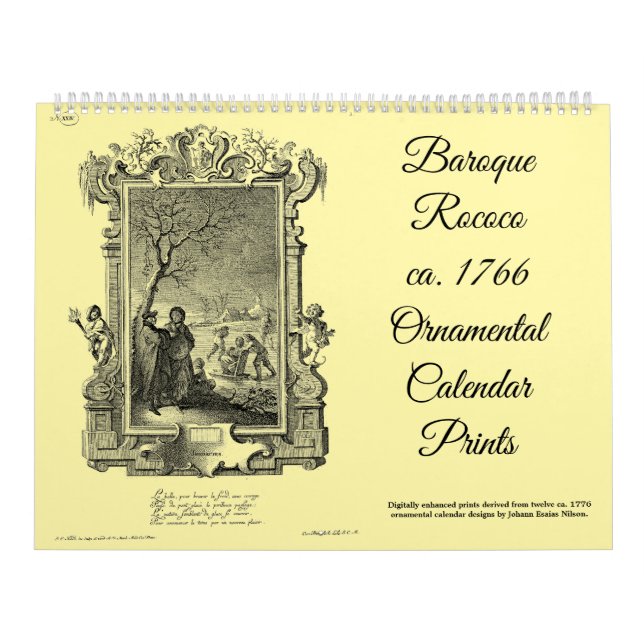 12 Barock Rokoko ca 1766 Kalendertryck Kalender (Omslag)