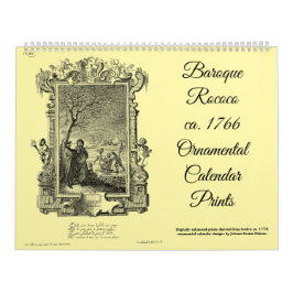 12 Barock Rokoko ca 1766 Kalendertryck Kalender