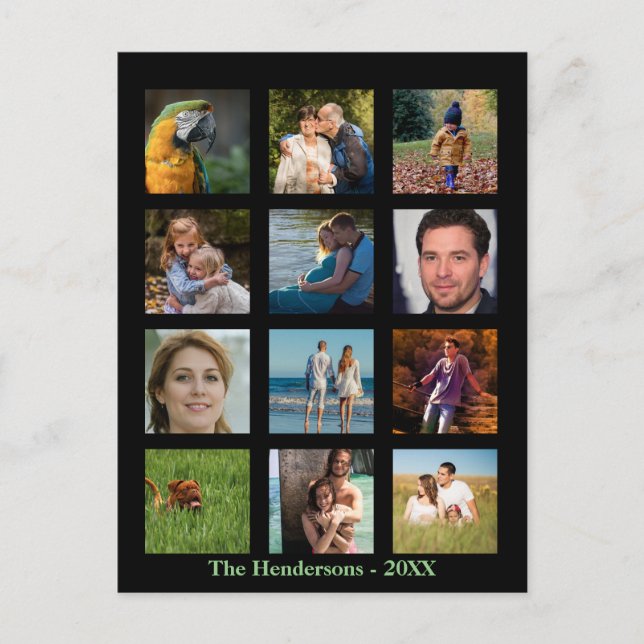 12 Bild Familjefoto ✨ Kollage Anpassad Vykort (Framsida)
