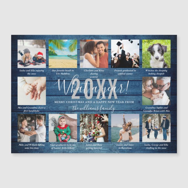 12 bildtexter Vad ett år Blå träd jul (Framsida)